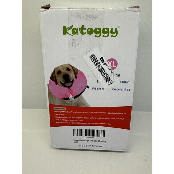 dog Katoggy inflatable collar for injuries, post surgery size  XL 18"+  pink - Picture 2 of 8